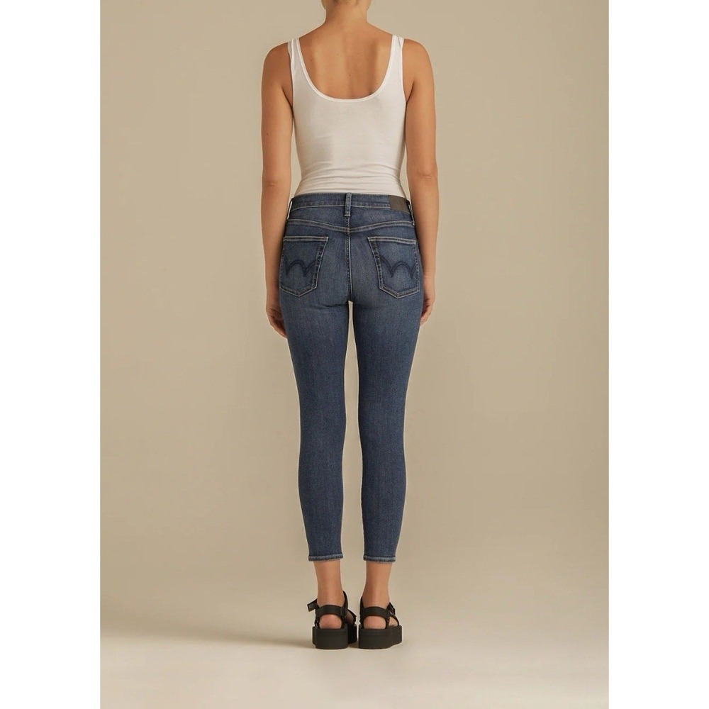 Edwin Pixie Crop 9" Mid‎ Rise Skinny Jeans Ritual Color Size 32 - Picture 4 of 15